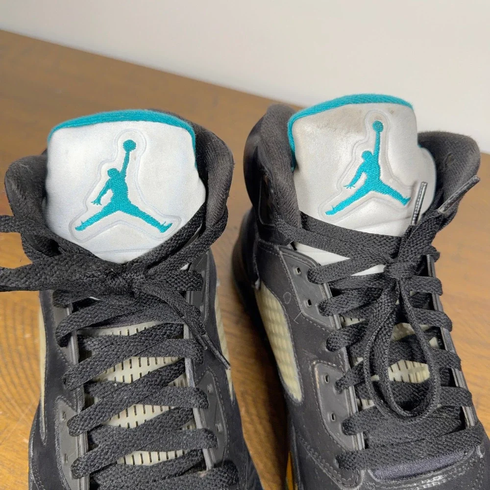 Nike Air Jordan 5 Retro Shoes Mens 11 Black Aqua Basketball Sneakers DD0587-047